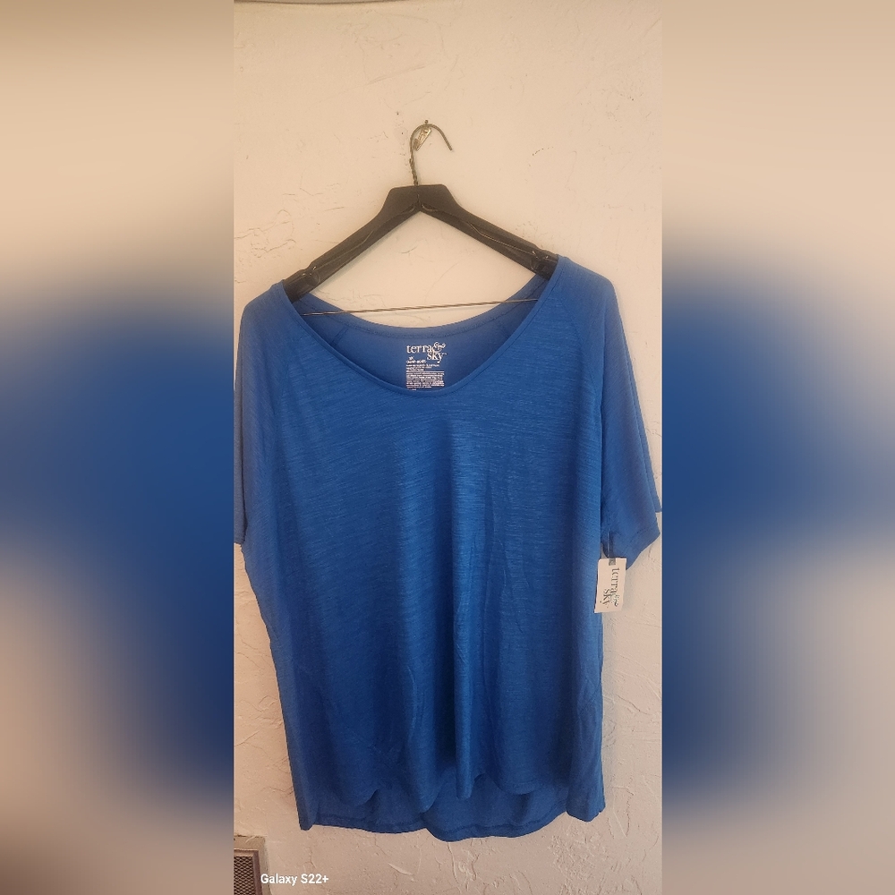 Woman's colorful and comfy scoop neck tee. Color- cobalt blue. NWT